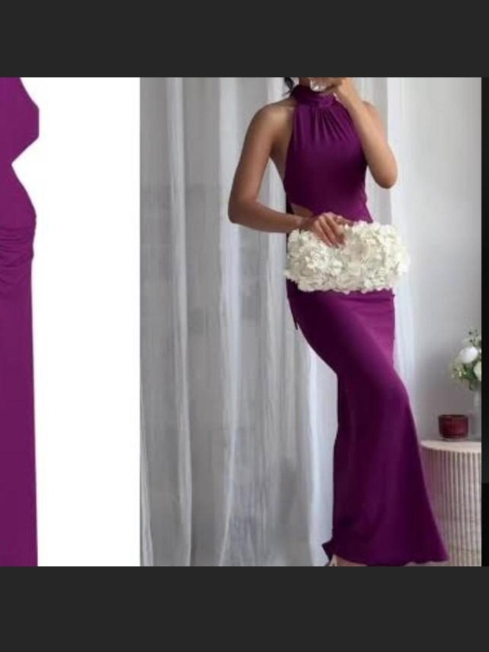 Zara Women’s Purple Halter Ruched Maxi Dress - Picture 3 of 8